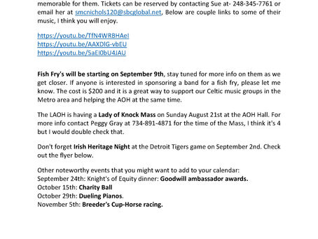 AOH UPCOMING EVENTS