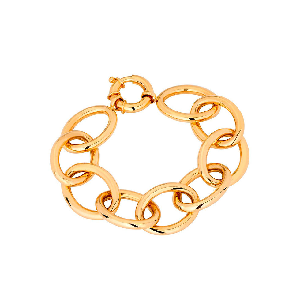 Pulseira ouro elos ovais e redondos