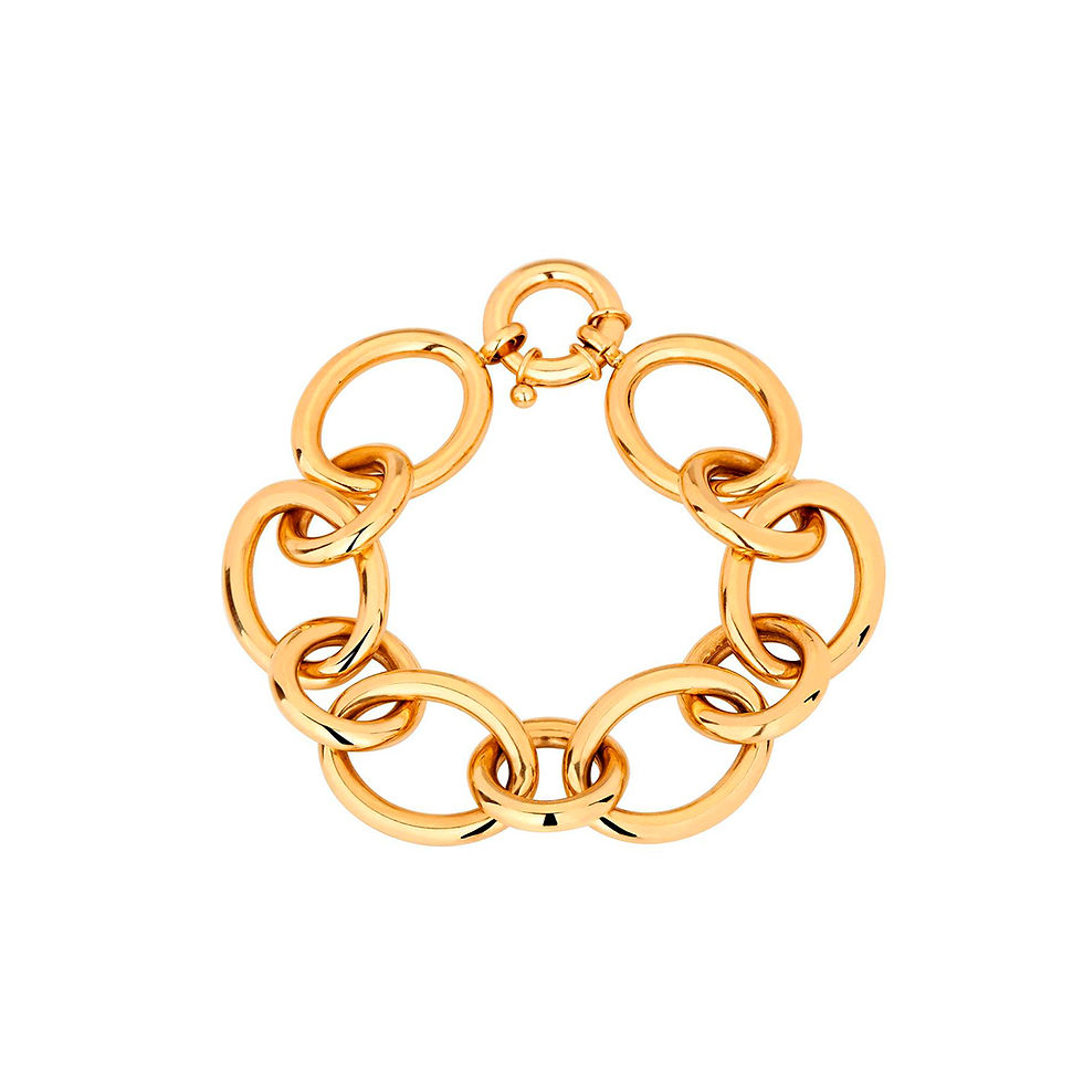 Pulseira ouro elos ovais e redondos
