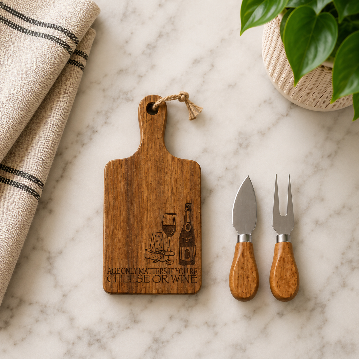 'Age only matters if you're cheese or wine' Mini Cheese Platter with knives