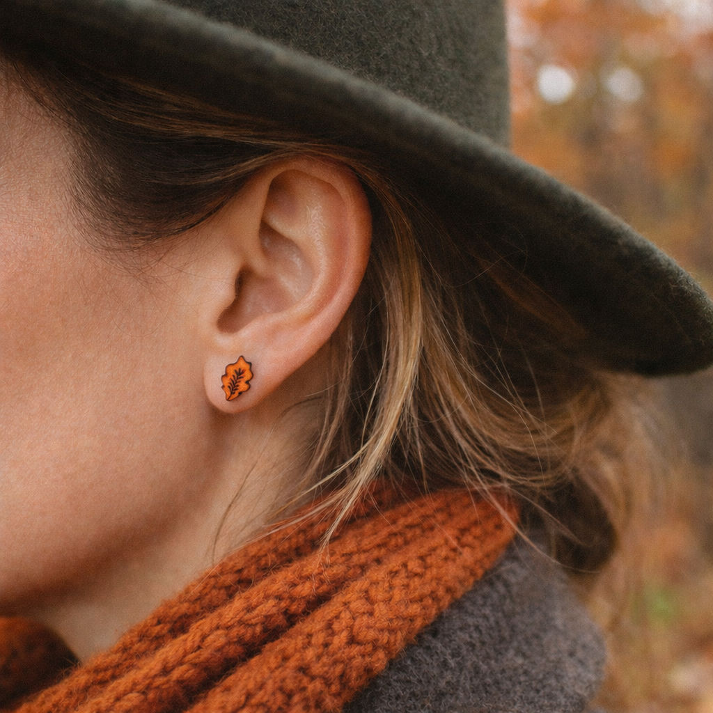Oak Leaf Stud Earrings