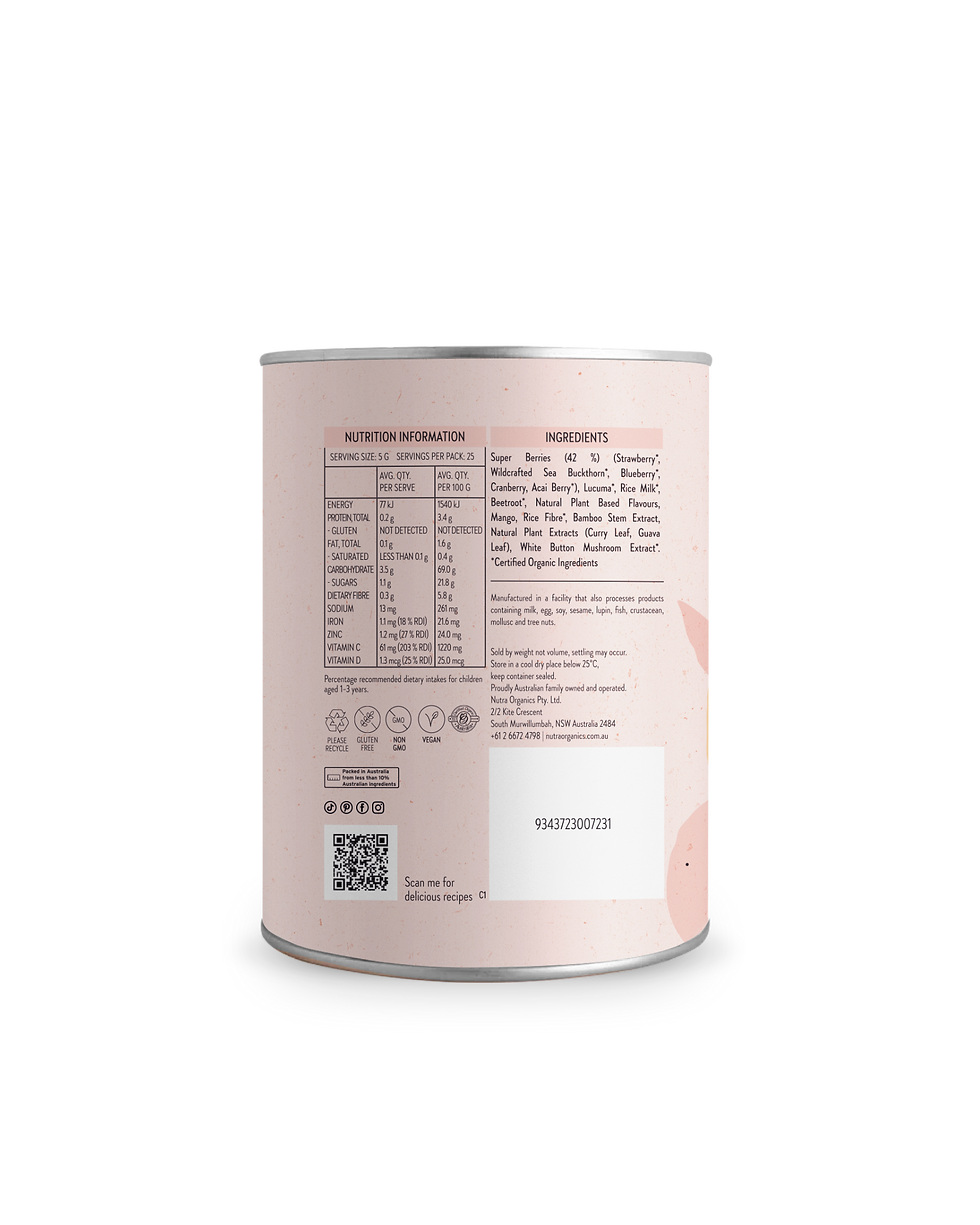 Thumbnail: Nutra Naturals Superfood Powder - Berry Immune 125g