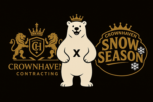 CrownHaven Contracting company logo collabration with snow season services with polar bear logo