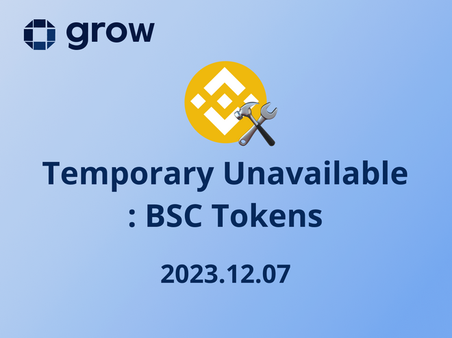 [Completed] Temporary Unavailable of BSC Tokens [2023.12.07]