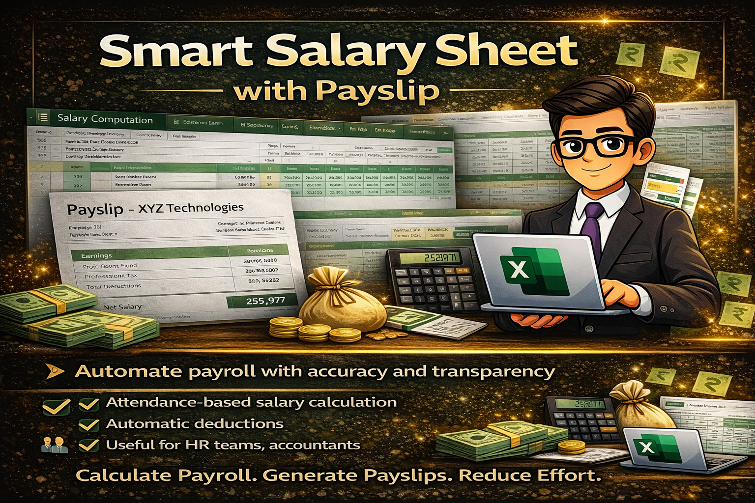 Salary Sheet with Attendance & Payslip – Fully Automated