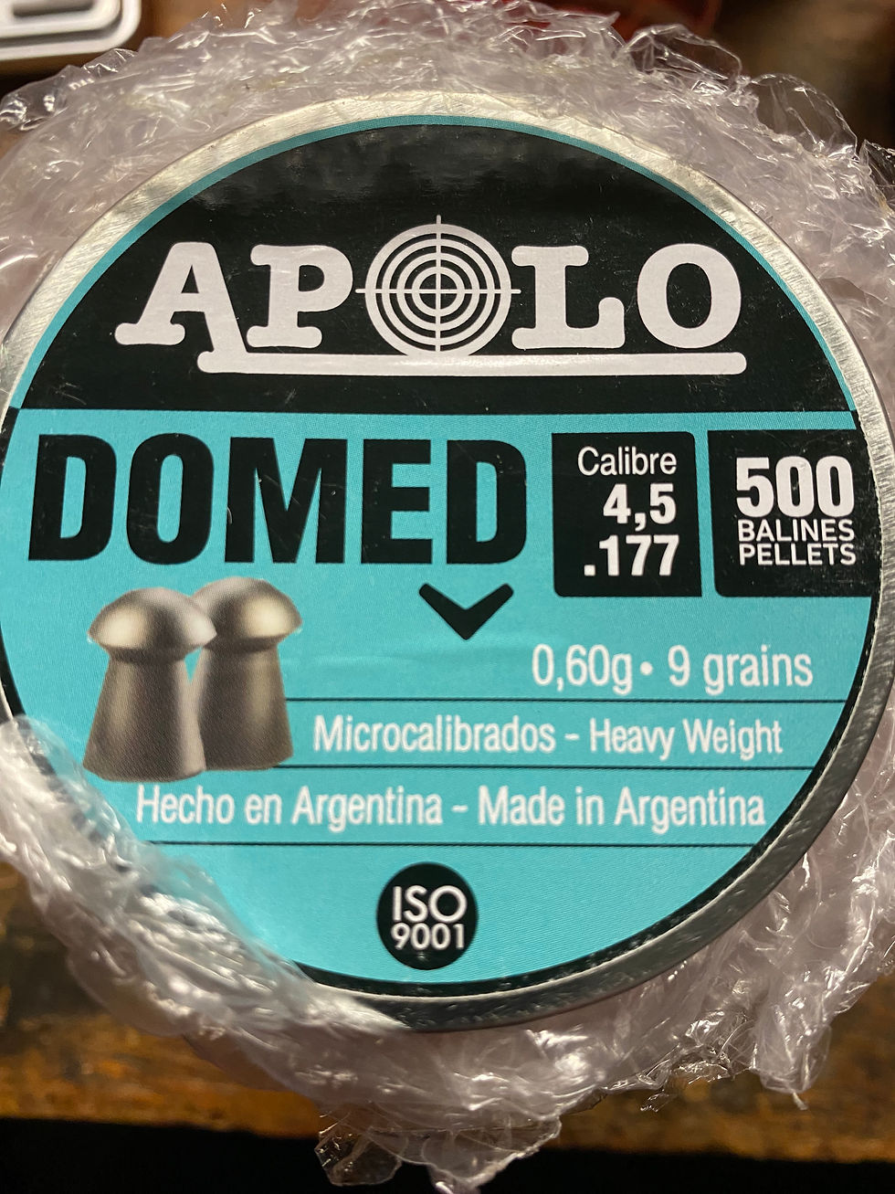 5 tins of Apolo 177cal 9 gr domed pellets