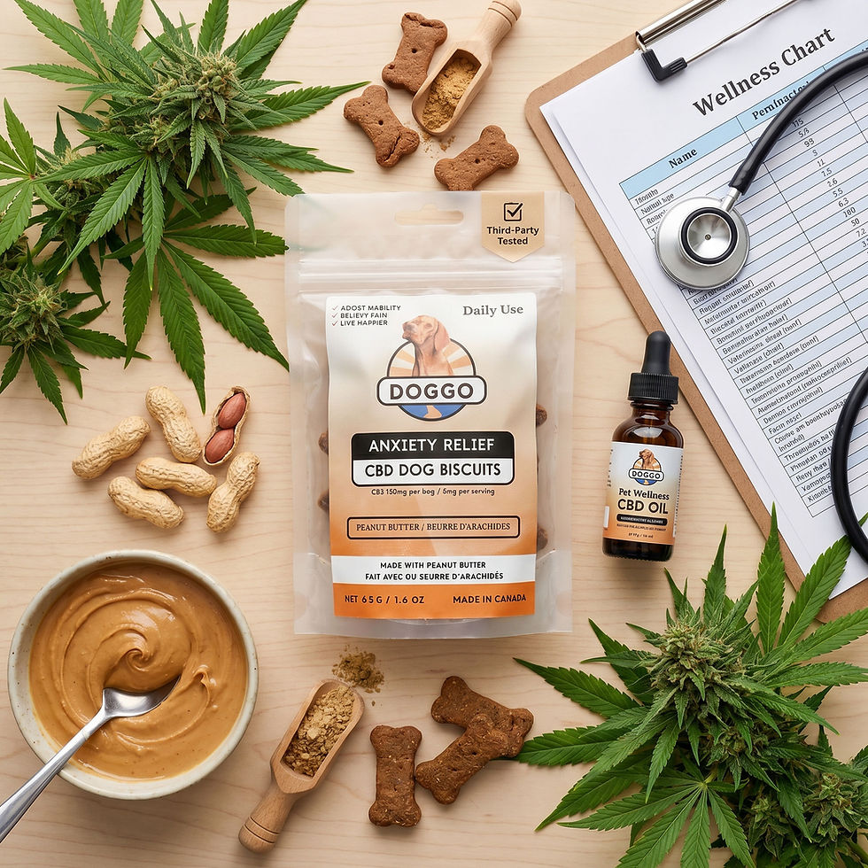 Thumbnail: Natural ingredients used in THC-free CBD dog treats for pet anxiety relief