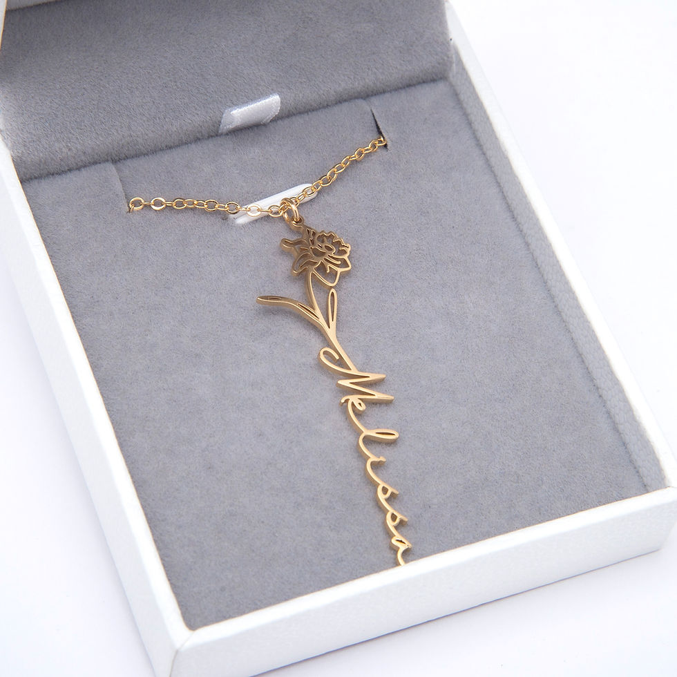 縮圖：Birth Flower Name Necklace in box