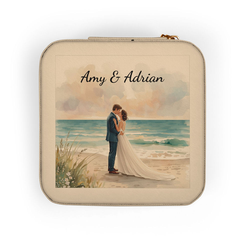 縮圖：Personalized Wedding Jewelry Travel Case | Compact Keepsake Box Gold
