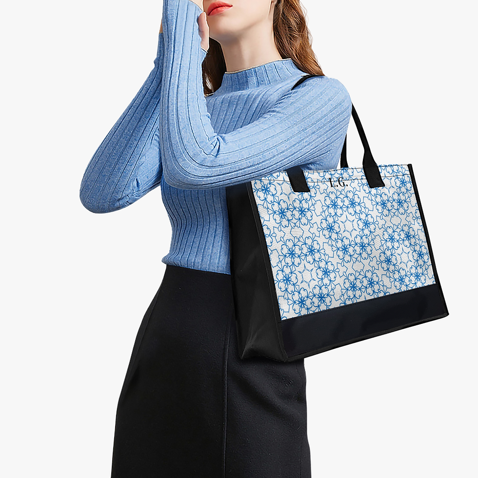 Thumbnail: Classic Blue Floral Tote Bag