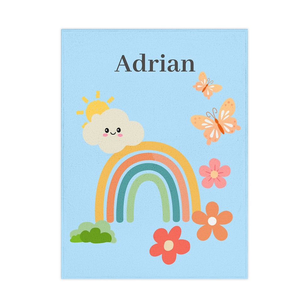 縮圖：Rainbow Cloud Toddler Personalized Blanket Blue - Baby Gifts