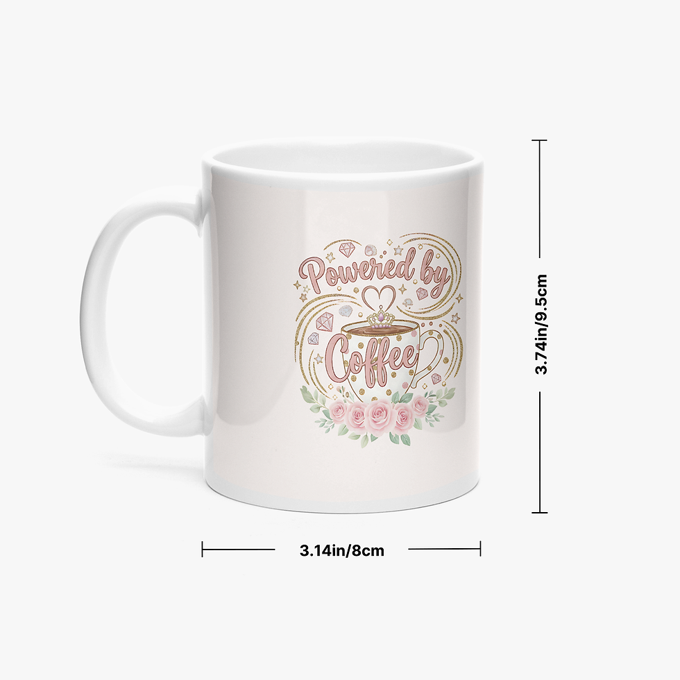 縮圖：☕ 客製化「Powered by Coffee」11oz 陶瓷馬克杯 – 可印名字專屬咖啡杯