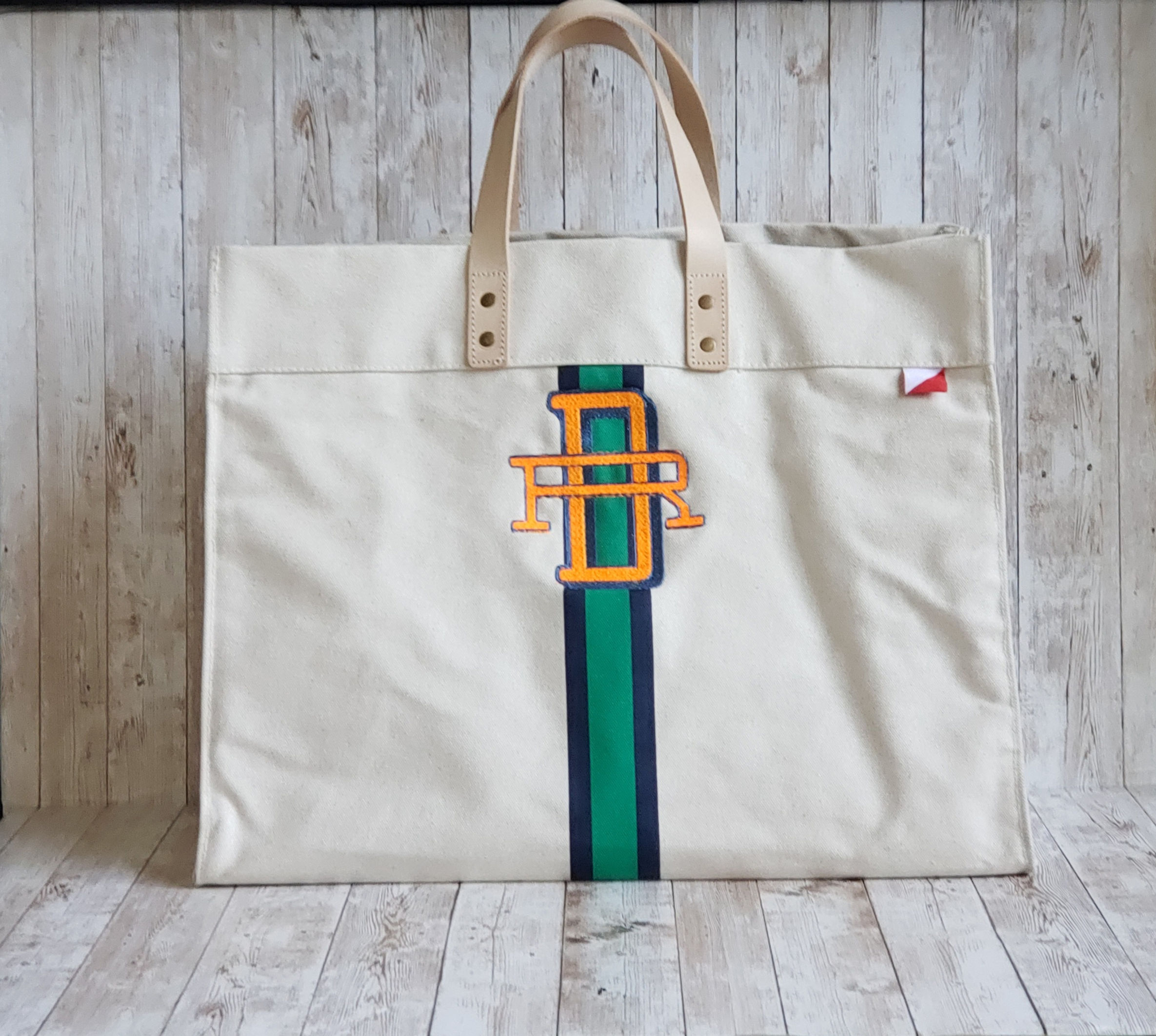 Striped Box Tote with Personalization option