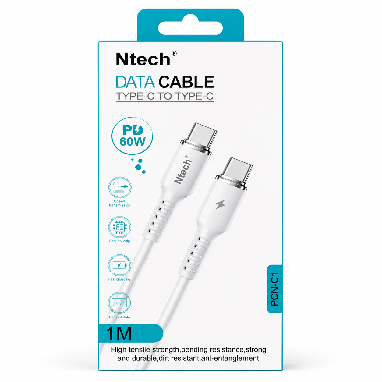 BlueBuilt USB-C naar USB-C Kabel –1,5 Meter 100W Power Delivery  Zwart(Kabels)