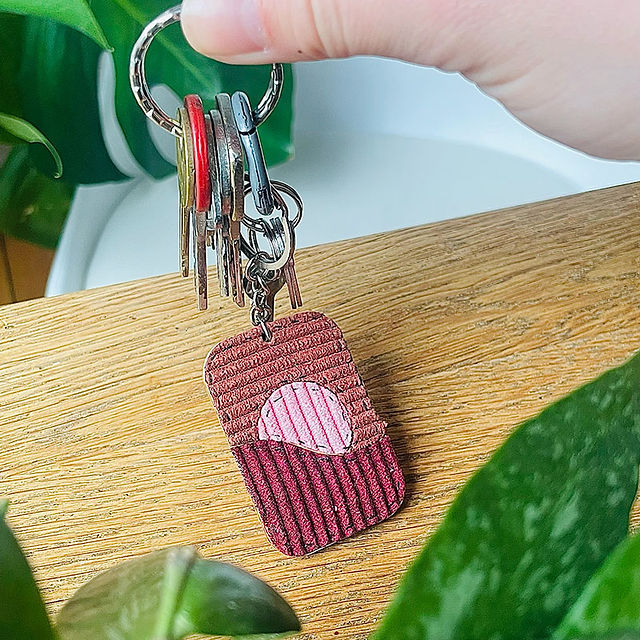 Porte-clé recyclé, fabriqué avec le kit DIY.