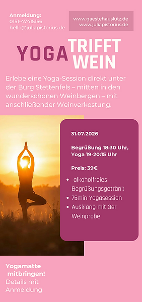 Frau übt Yogaasana. Mit Text zu einer Veranstaltung