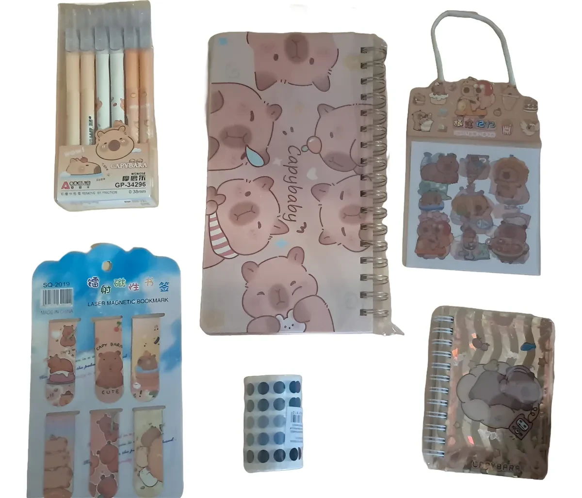Set papelería kawaii capibara – Regalo listo tamaño M