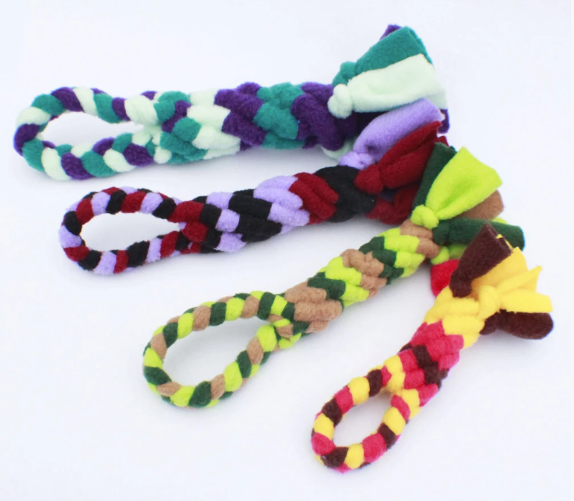 tug toy, dog toy, fleece toys, recycled, dog play