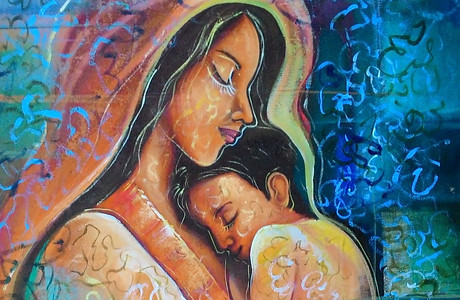 mother-child-canvas-hand-painted-art-pai
