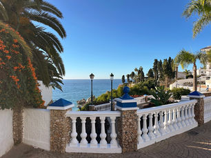 Sunny spring day at Mirador del Bendito in Nerja with sea views