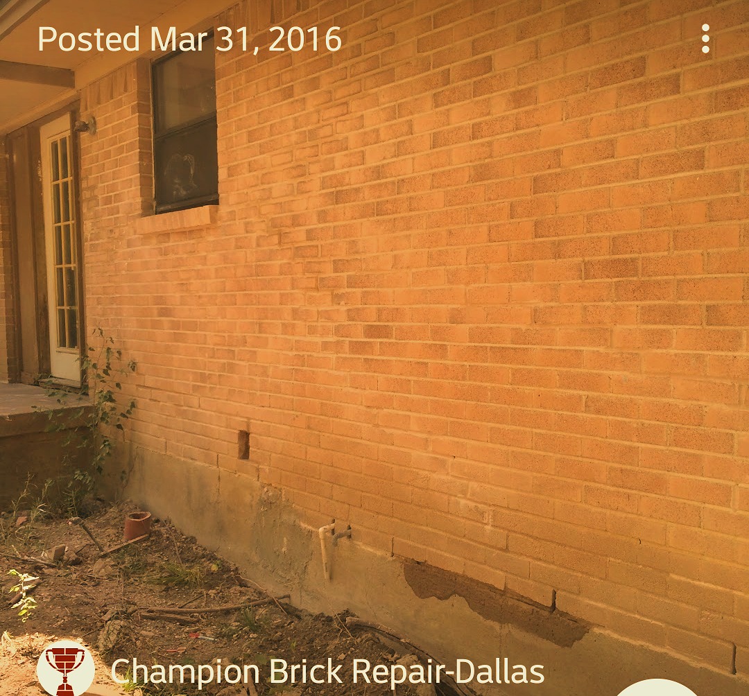 Crack repair on a Dallas brick wall (real Champion Brick Repair Dallas project photo)