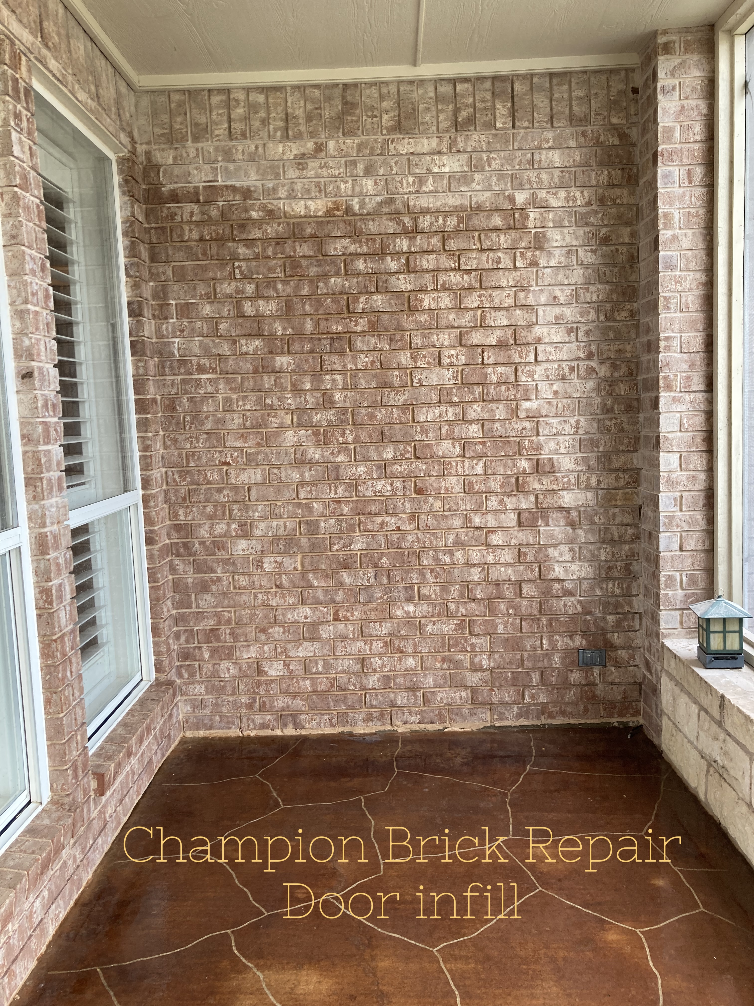 Door infill brickwork repair after opening modification (Dallas project photo)