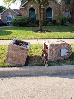 Brick mailbox repair (real Champion Brick Repair Dallas project photo)