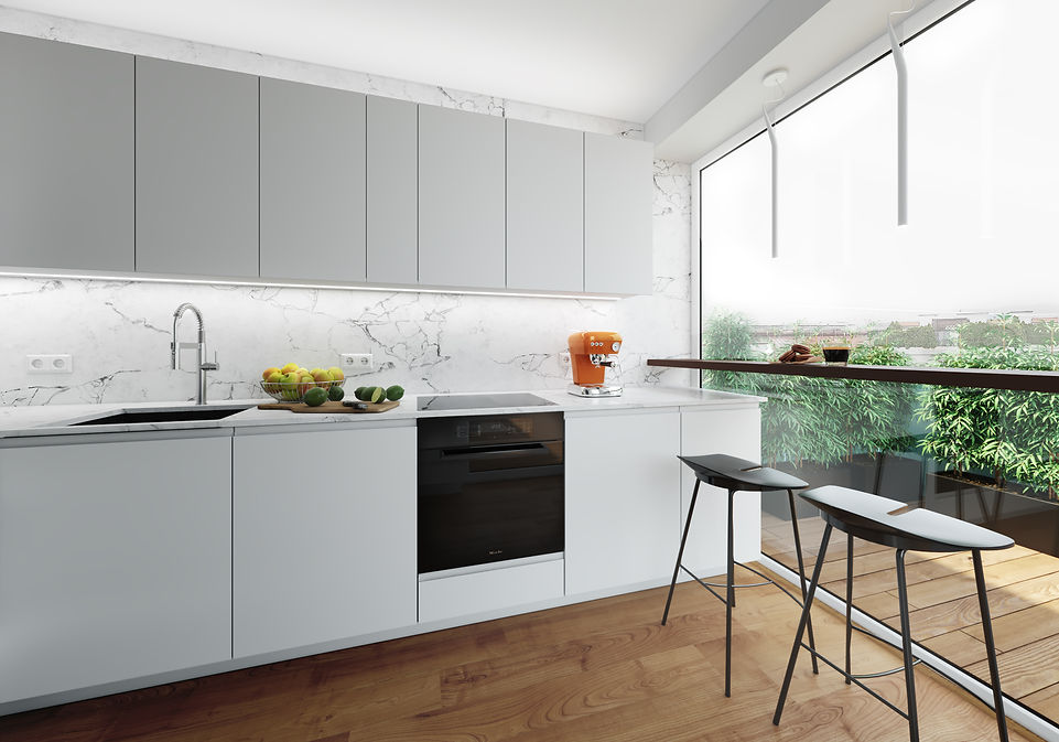 White kitchen with bar