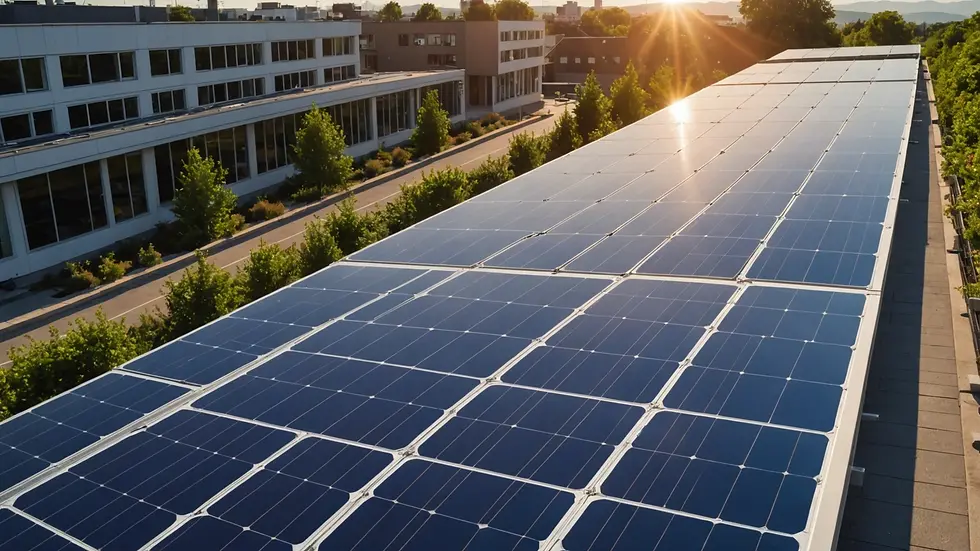 Close-up view of a solar panel installation on a building
