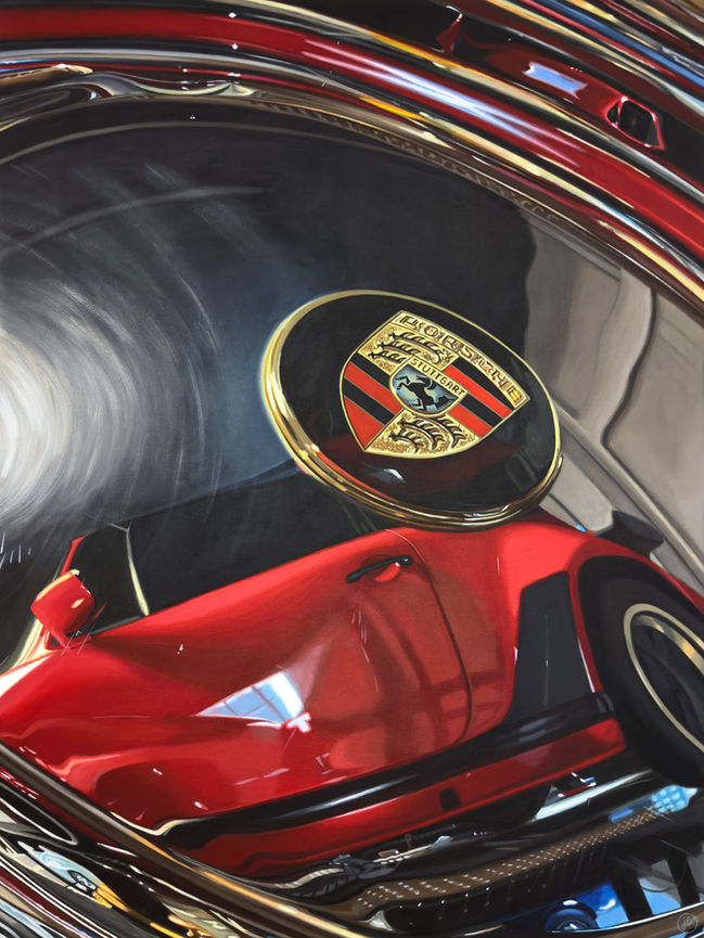 Porsche car painting classic red Porsche art