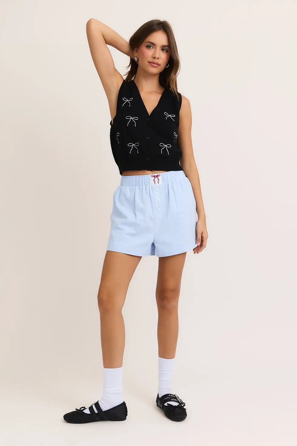 Thumbnail: Bow Print Cropped Vest