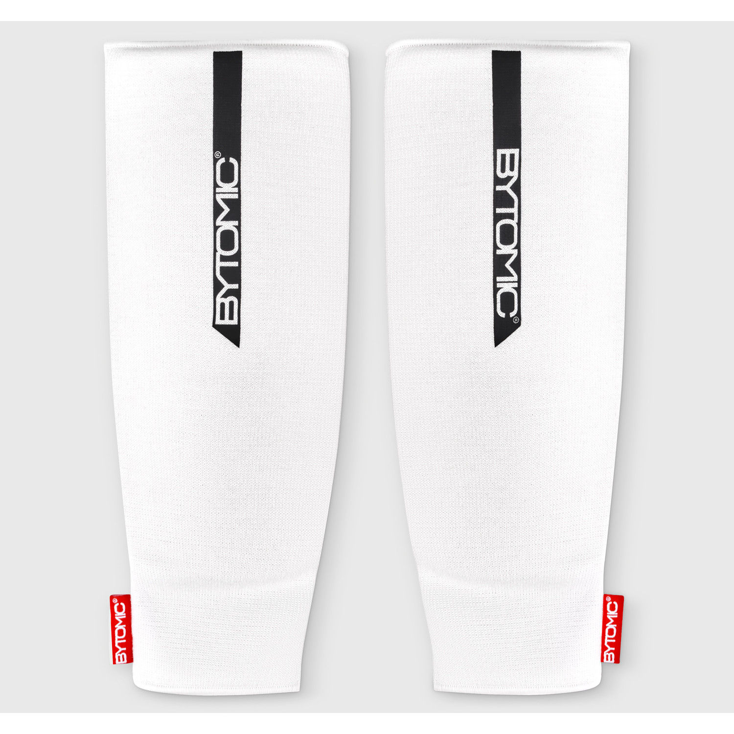 Bytomic Red Label Elasticated Shin Guards White/Black (RRP £11.99)