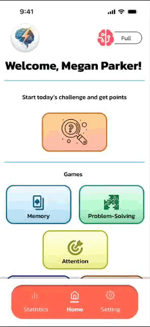 Home Page, Statistics Page, & Settings