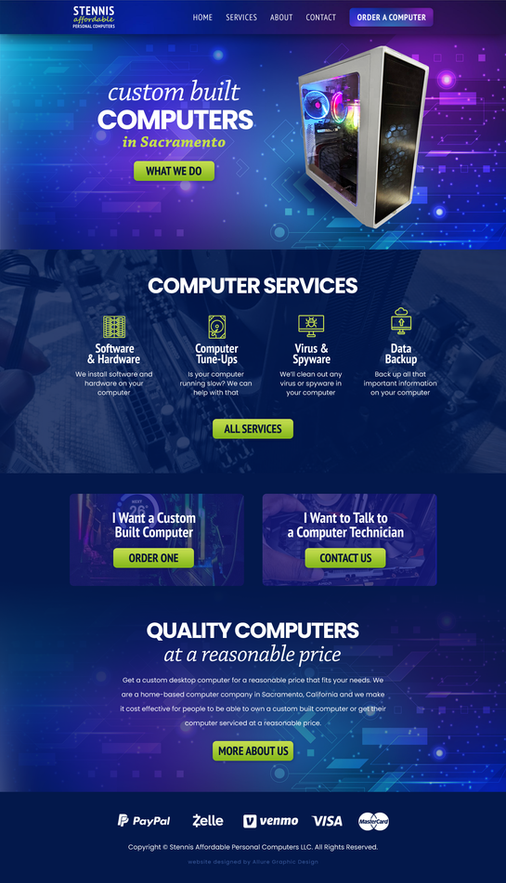 Professional purple computer repair services custom Wix website