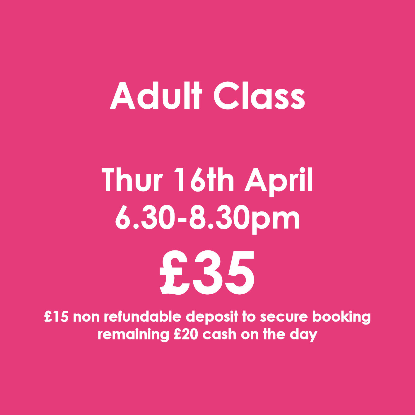 Thur 16th April - ADULT art class
