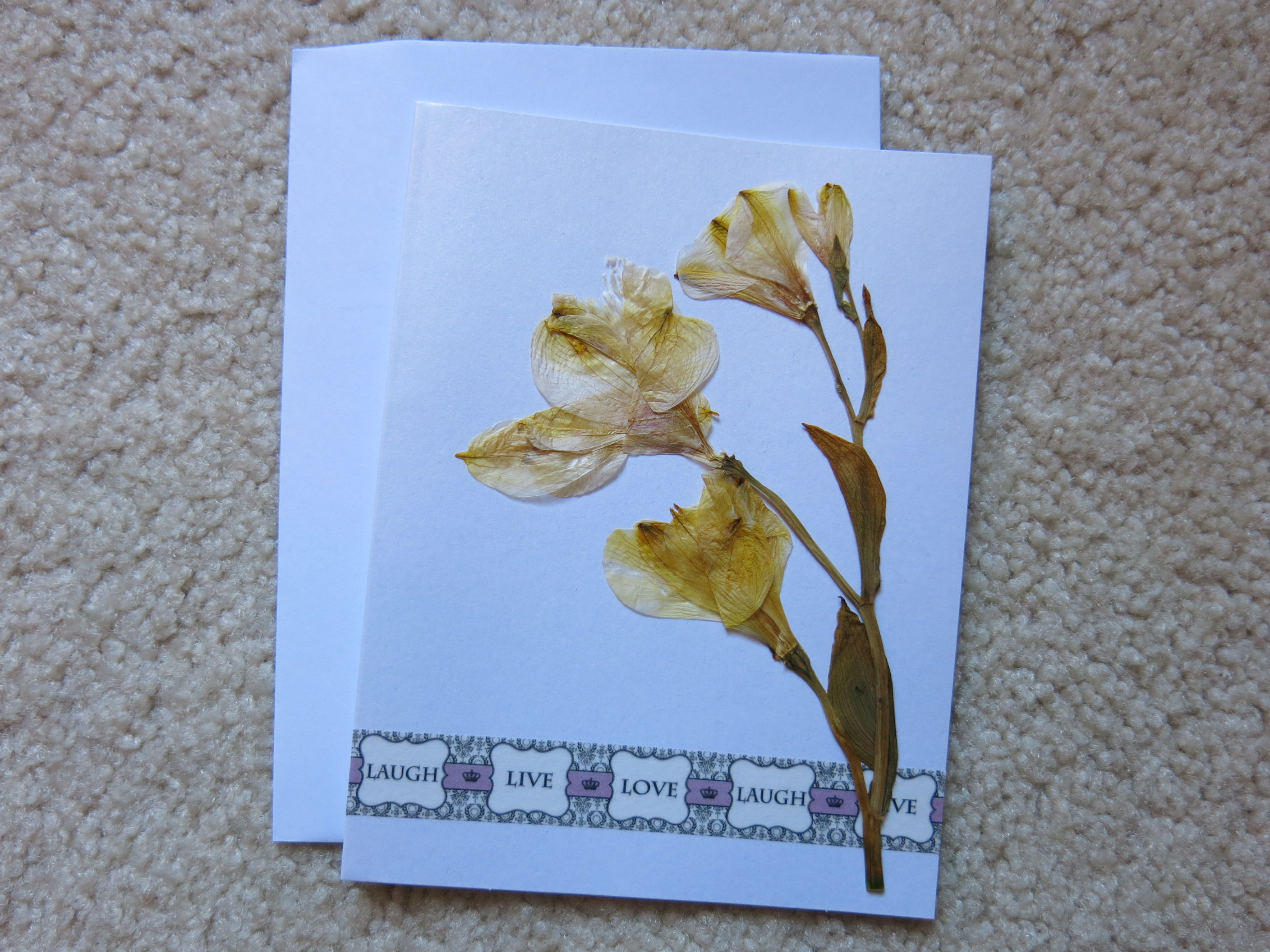 Dried pressed flowers card (DFcard0055)