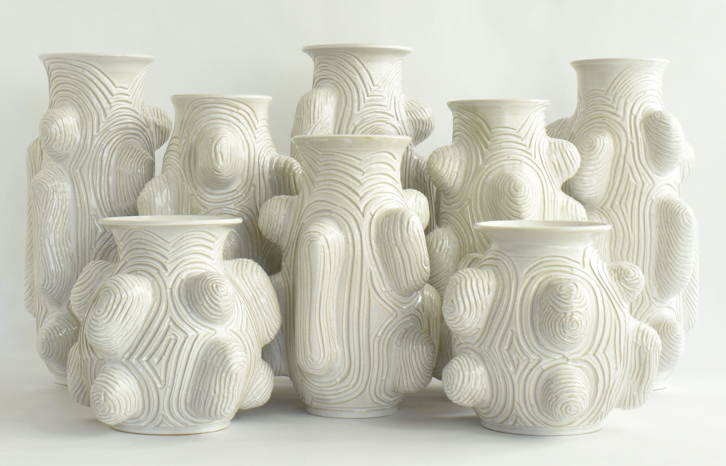 Gingko Sculptural Vessel - Lucent White