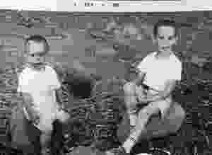 Michael Bergmann and his brother after an ill fated attempt at something. 20 months old