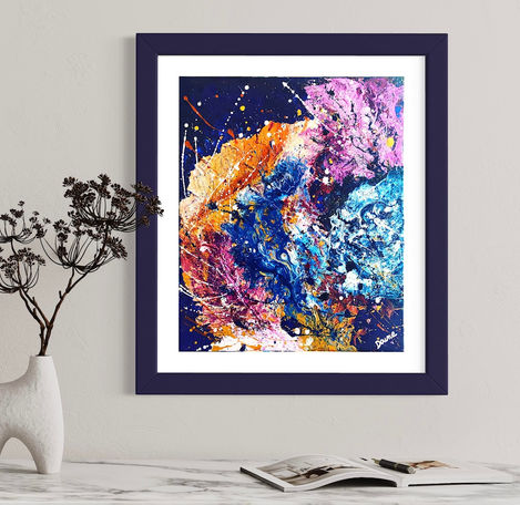 Tableau abstrait contemporain en acrylique, riche en couleurs vives et textures audacieuses, évoquant des émotions intenses à travers des formes organiques et dynamiques. Peinture moderne avec des touches de rouge, bleu et jaune, offrant un mélange vibrant de teintes saturées et de mouvements fluides. Idéal pour une décoration intérieure unique et artistique. Œuvre d'art contemporaine qui attire l'attention par son esthétique énergique et expressive