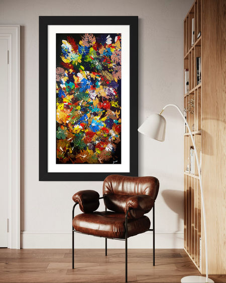 jungle tableau contemporain peinture  acrylique couleurs feuilles nature