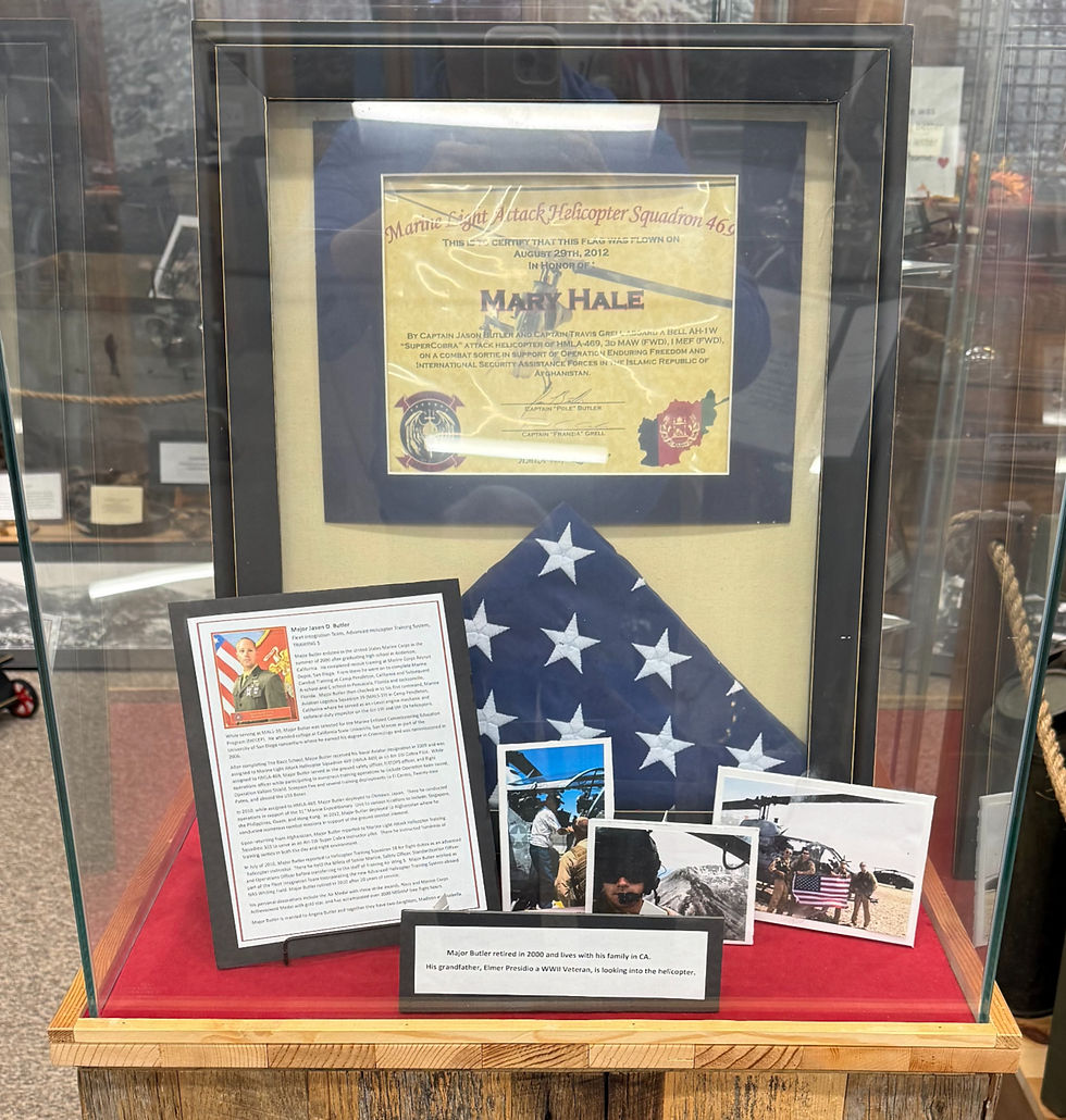 Major Jason D. Butler (20 yrs. retired ), Anderson High School graduate, a Marine Cobra Pilot and instructor. 