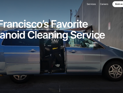 minivan with cleaning robot