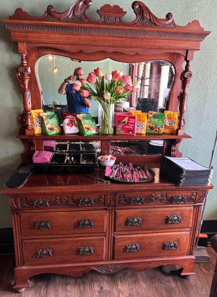 8-foot antique credenza amplifies Krystyna’s interior