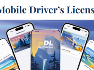 CA DMV Mobile Driver’s Licenses displayed on five phones