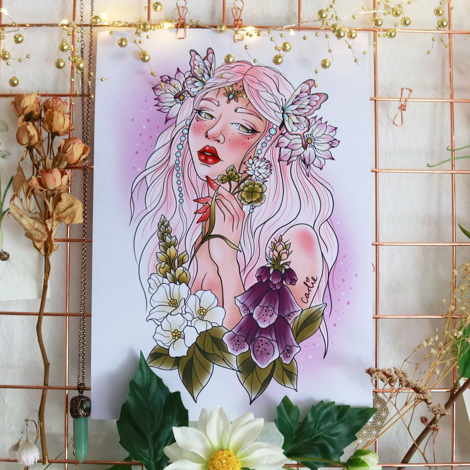 lucky fairy glücksklee fee print carlies artspace