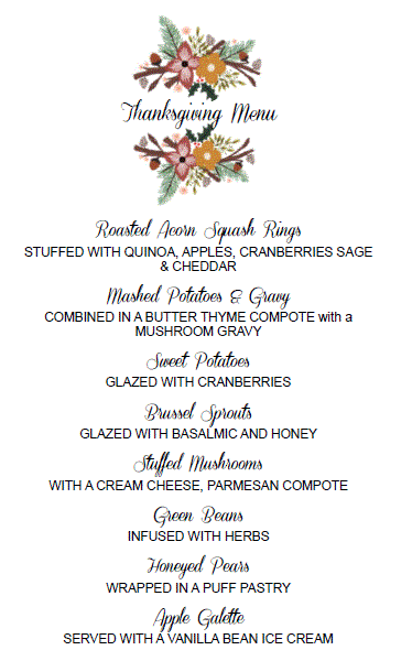 Canadian Thanksgiving Dinner Menu