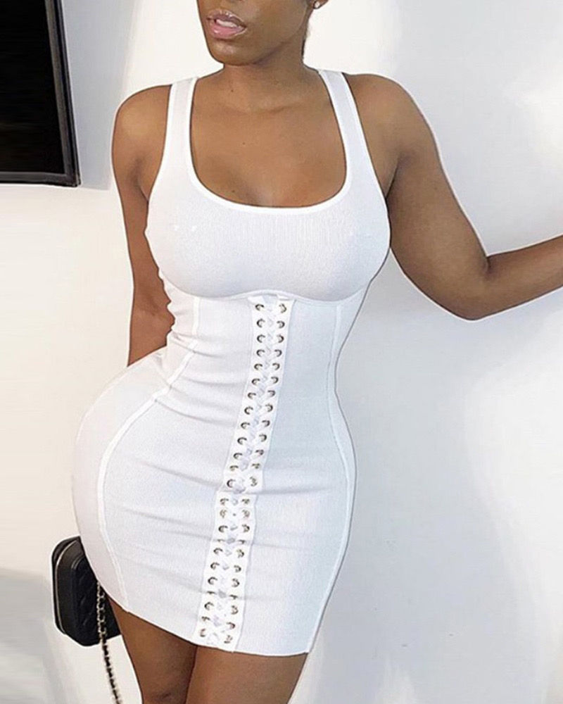 Lace-Up Bustier Bodycon Dress