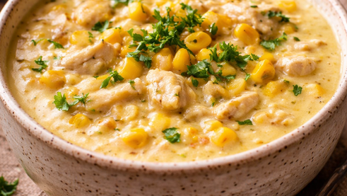 Caldo de Milho Cremoso com Frango — Receita Fácil e Perfeita para o Inverno