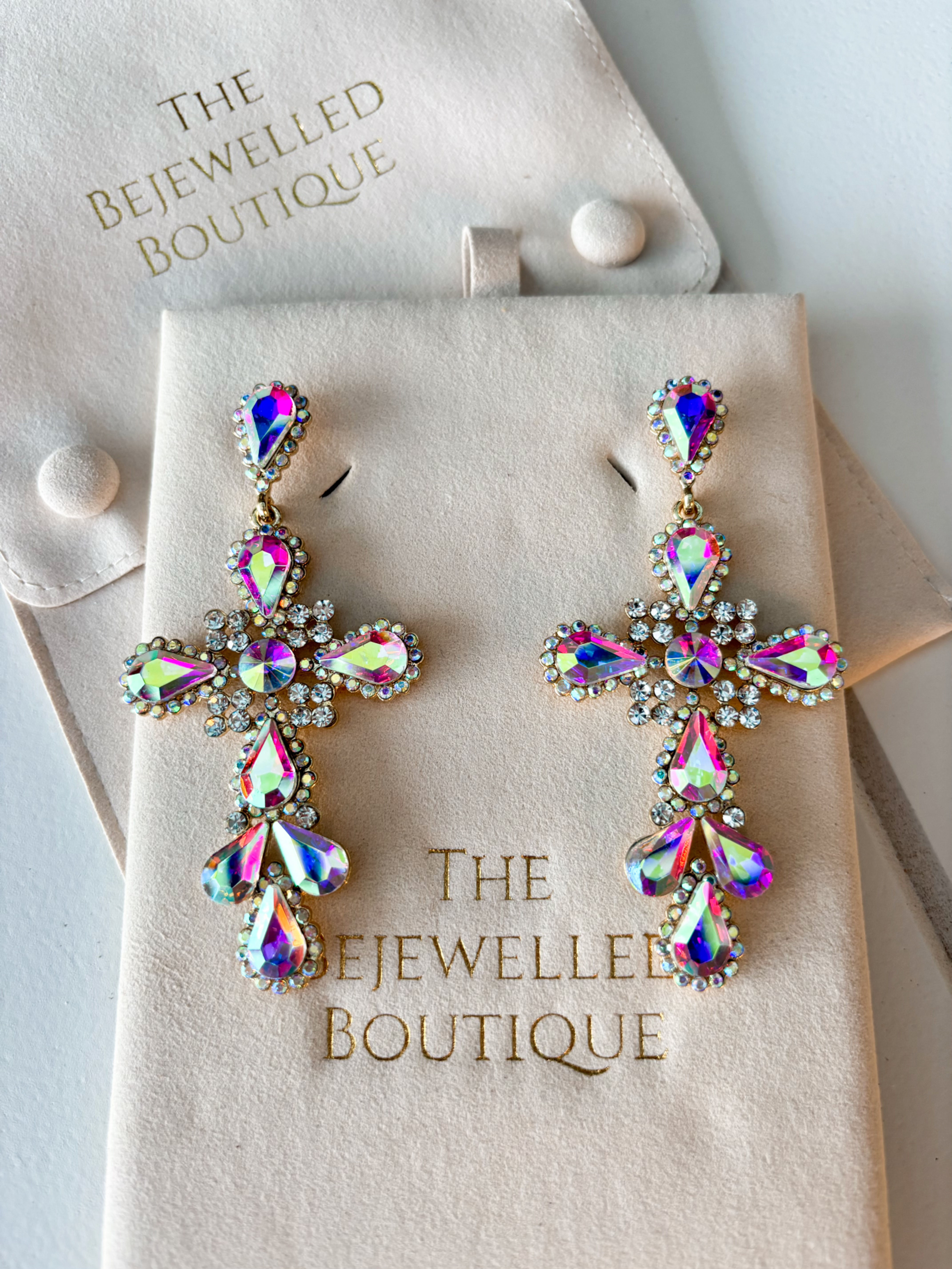 The CROSS earring - AURORA BOREALIS (AB)