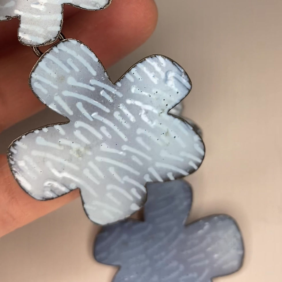 Thumbnail: Steel Double Flowers - Blue Lines Pattern